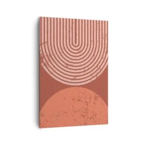 Cuadro sobre lienzo - Impresión de Imagen - Patrones geométricos en tonos terracota sobre un fondo vintage. - 70x100cm - Estrecha relación - Decoración de pared moderna para salón y dormitorio ARTTOR