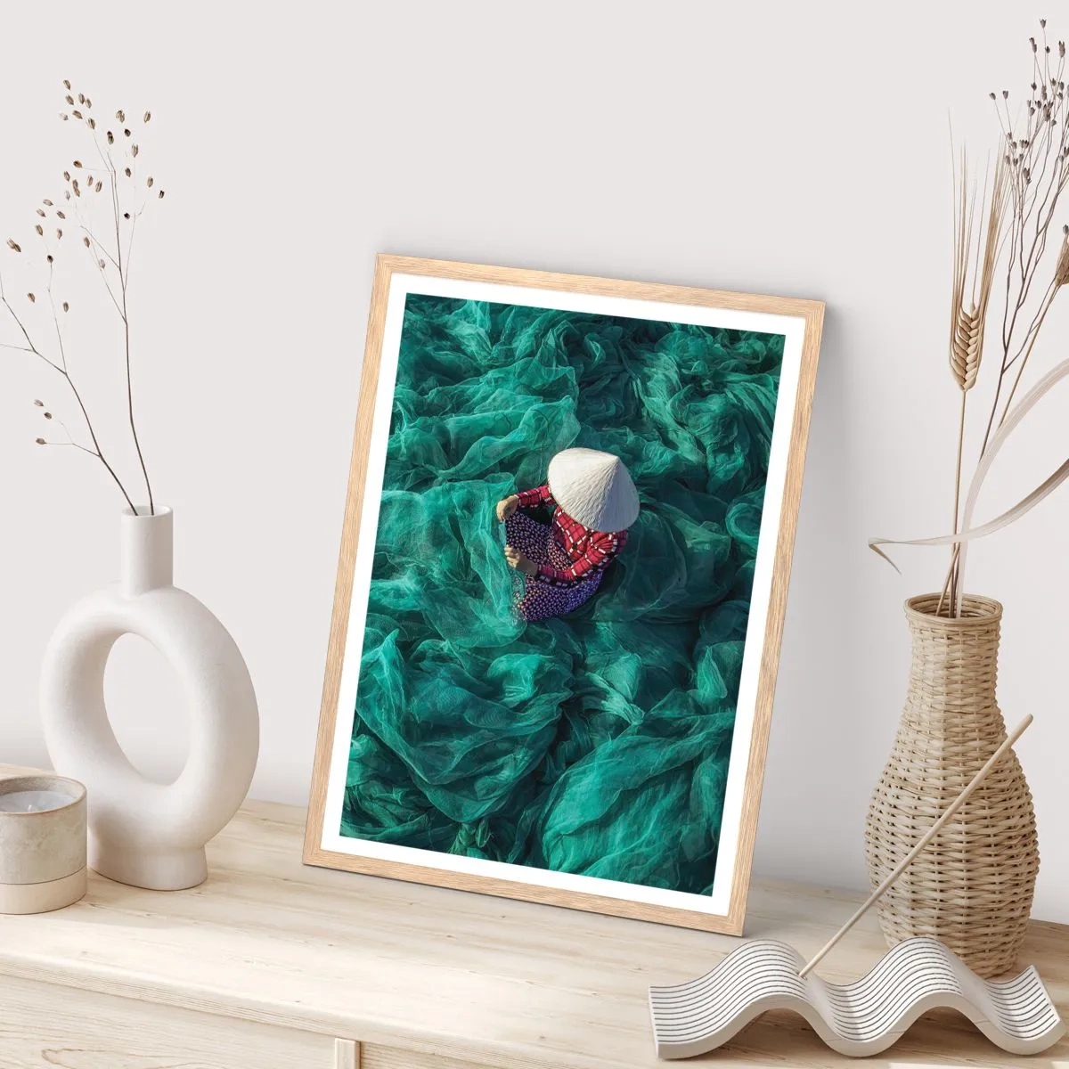 Póster en marco roble claro - En un mar de redes - 40x50 cm