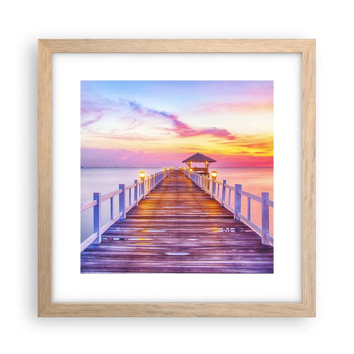 Póster en marco roble claro - El silencio lila-dorado de la tarde - 30x30 cm