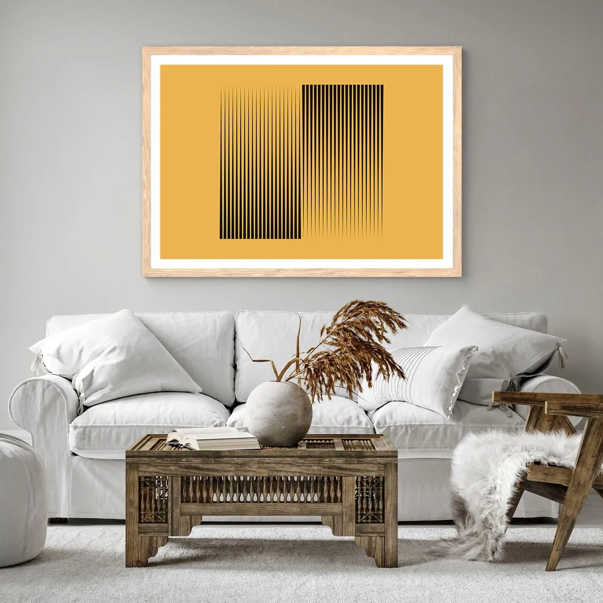 Póster en marco roble claro - Cuadrado de opuestos - 40x30 cm