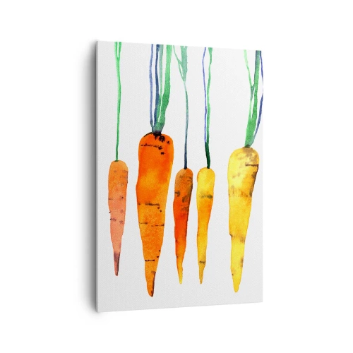 Cuadro sobre lienzo - Impresión de Imagen - Zanahorias de acuarela en diferentes tonos sobre un fondo blanco. - 70x100cm - La belleza de lo ordinario - Decoración de pared moderna para salón y dormitorio ARTTOR