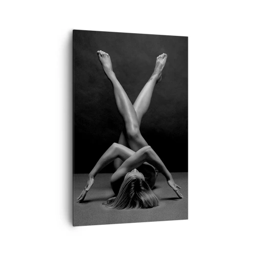 Cuadro sobre lienzo - Impresión de Imagen - Una interpretación artística de una mujer en blanco y negro. - 80x120cm - Geometría al desnudo - Decoración de pared moderna para salón y dormitorio ARTTOR