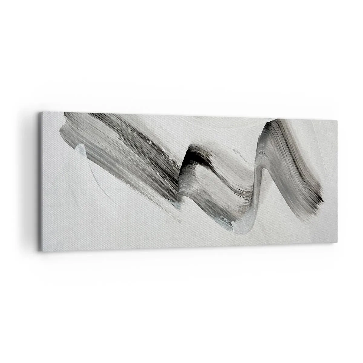 Cuadro sobre lienzo - Impresión de Imagen - Pincelada abstracta en blanco y negro sobre un fondo claro - 120x50cm - Solo por diversión - Decoración de pared moderna para salón y dormitorio ARTTOR