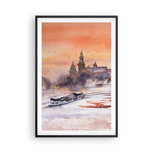 Póster en marco negro - Atardecer real - 61x91 cm