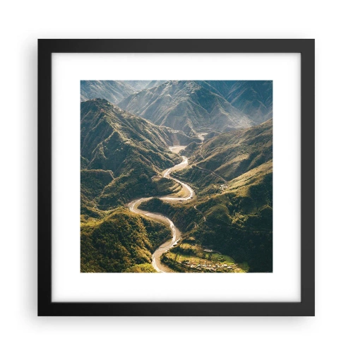 Póster en marco negro - Directamente desde el corazón de las montañas - 30x30 cm