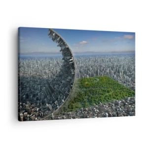 Cuadro sobre lienzo - Impresión de Imagen - Una ciudad dinámica con un toque surrealista - 70x50cm - La naturaleza es eterna - Decoración de pared moderna para salón y dormitorio ARTTOR