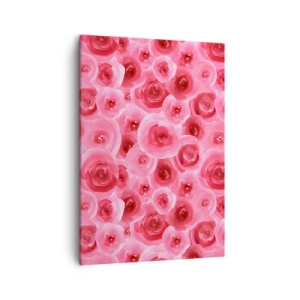 Cuadro sobre lienzo - Impresión de Imagen - Delicadas rosas en tonos pastel de rosa. - 50x70cm - Rosas abajo y arriba - Decoración de pared moderna para salón y dormitorio ARTTOR