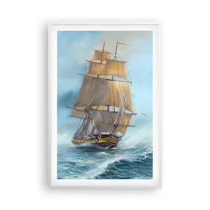 Póster en marco blanco - Surcando las olas - 61x91 cm