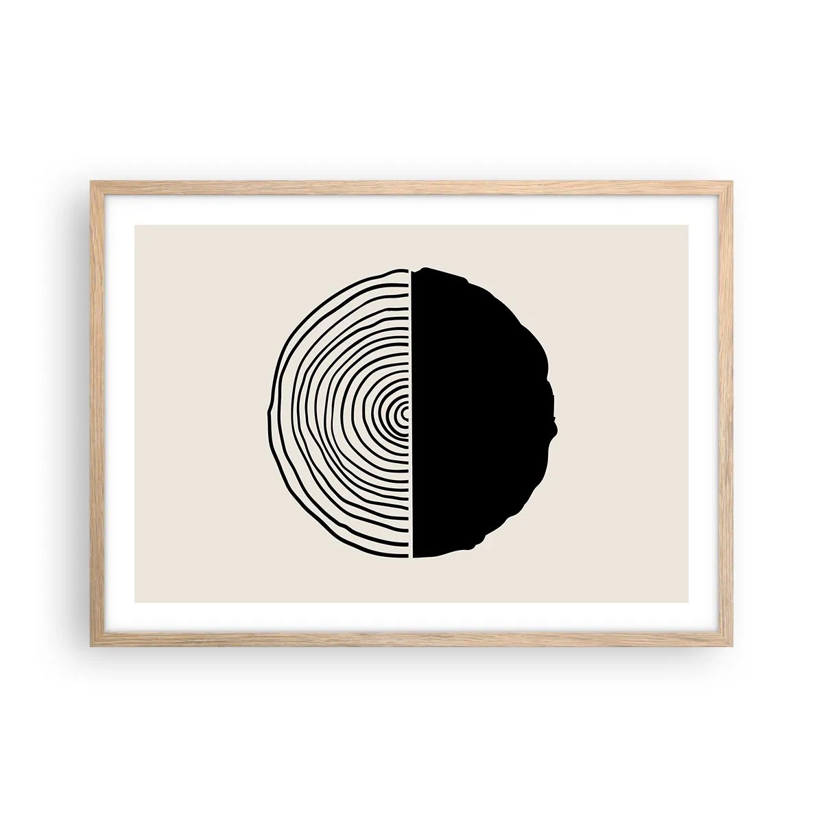 Póster en marco roble claro - Mitad y mitad - 70x50 cm