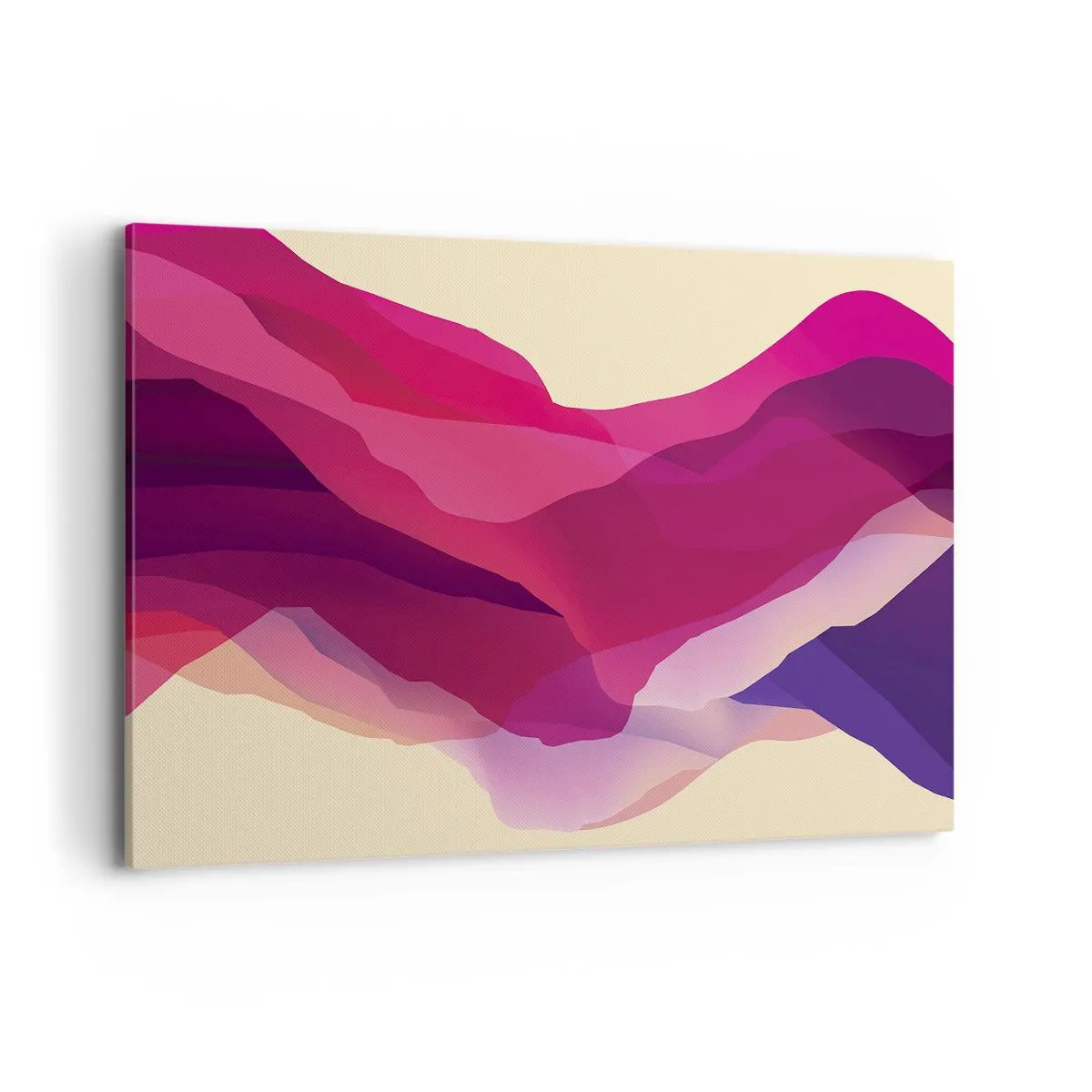 Cuadro sobre lienzo - Impresión de Imagen - Ondas abstractas en tonos morados y rosas sobre un fondo claro. - 120x80cm - Ondas púrpuras - Decoración de pared moderna para salón y dormitorio ARTTOR