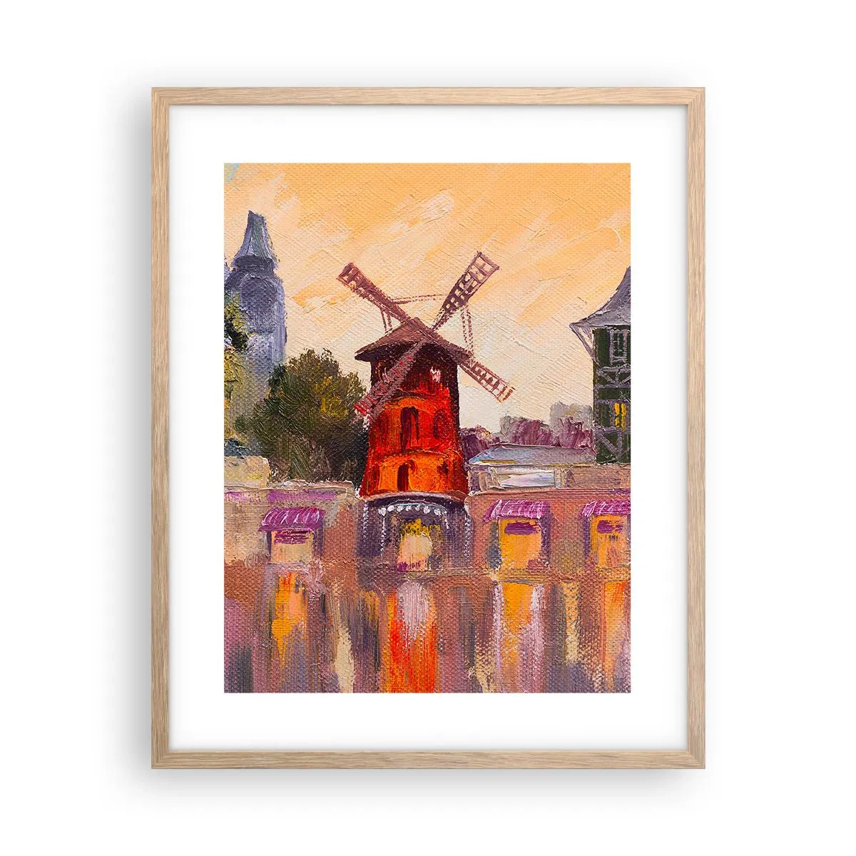 Póster en marco roble claro - Iconos parisinos - Moulin Rouge - 40x50 cm