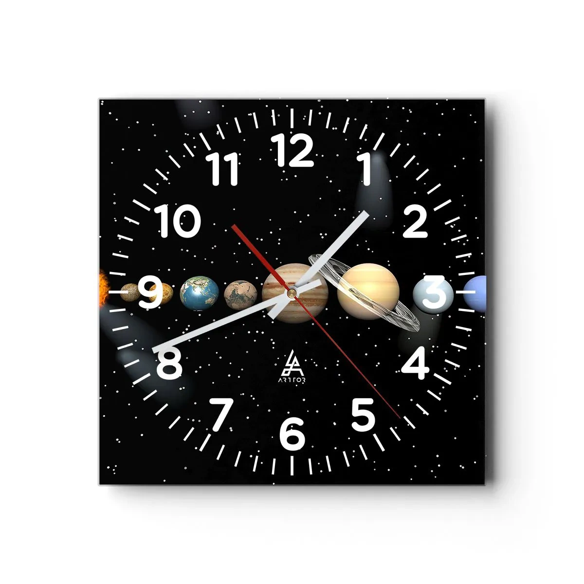 Reloj de pared - Reloj de vidrio - Los planetas en armonía - 30x30 cm