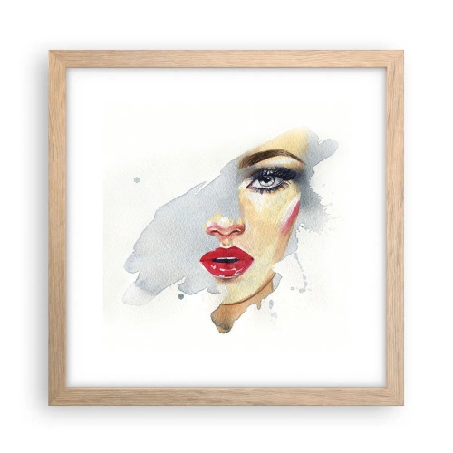 Póster en marco roble claro - Reflejo en una gota de agua - 30x30 cm