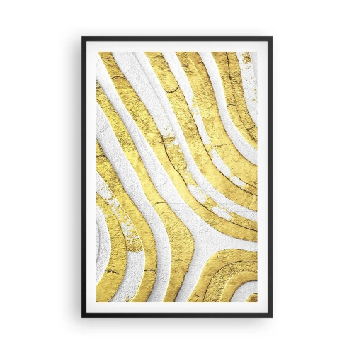 Póster en marco negro - Una composición en blanco y oro - 61x91 cm