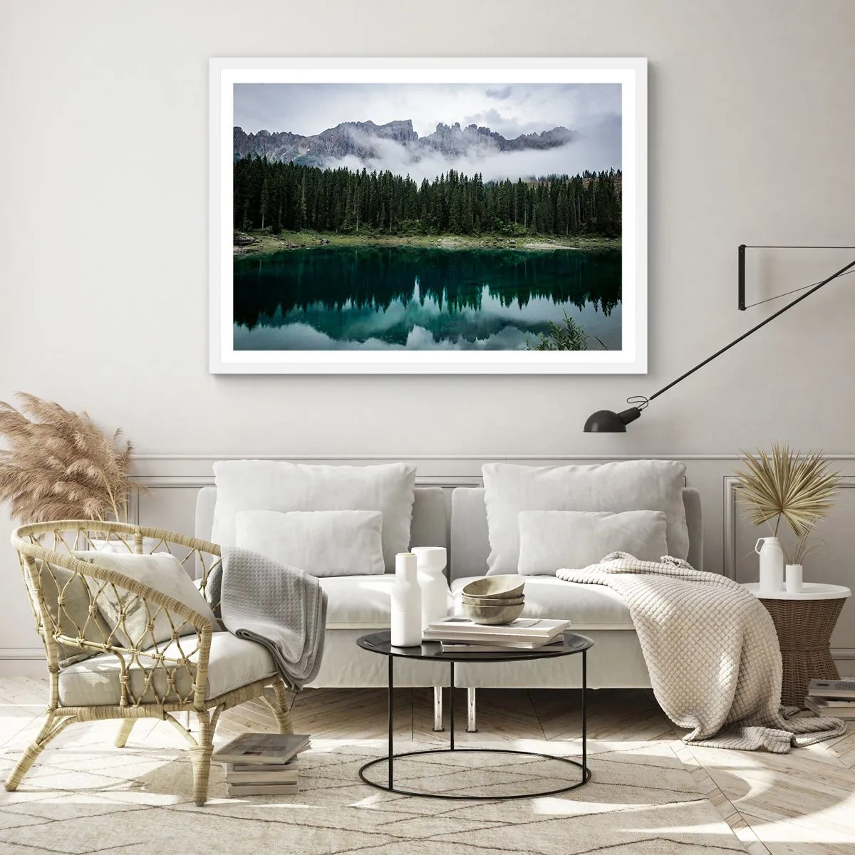 Póster en marco blanco - Calla, calla, no despertemos al agua dormida.... - 100x70 cm