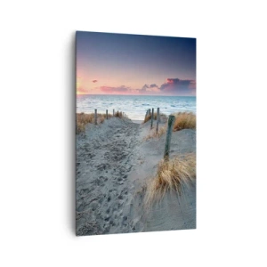 Cuadro sobre lienzo - Impresión de Imagen - Camino que conduce a la playa al atardecer - 80x120cm - Se derramó un arco iris de luminosidad.... - Decoración de pared moderna para salón y dormitorio ARTTOR
