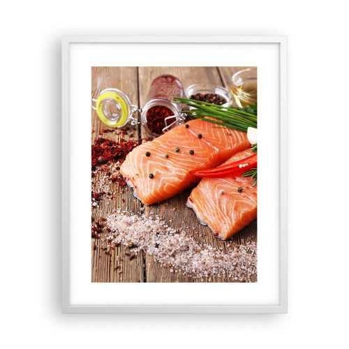 Póster en marco blanco - Una aventura noruega en la cocina - 40x50 cm