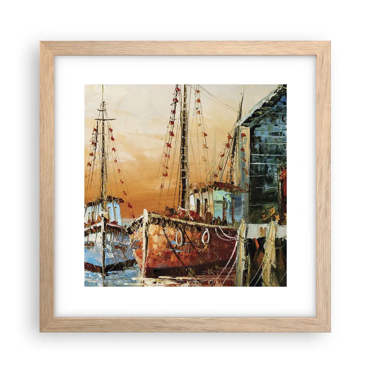 Póster en marco roble claro - Regreso pacífico - 30x30 cm