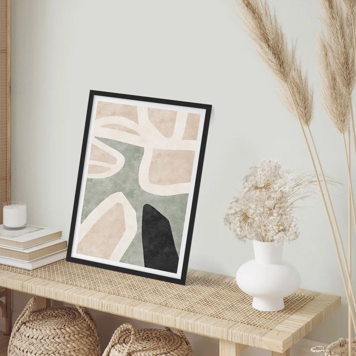 Póster en marco negro - Armonía de colores abstracta - 50x70cm - Composición con un toque negro - Decoración de pared moderna para salón y dormitorio ARTTOR