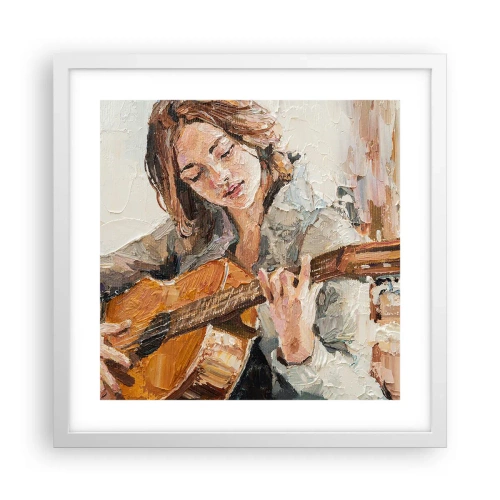 Póster en marco blanco - Concierto de guitarra y corazón joven - 40x40 cm