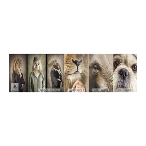 Muestra de fotomural autoadhesivo Deluxe Sticker - Prefiero tomármelo con calma - Abstracción, León, Perro - 100x30 cm