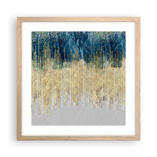Póster en marco roble claro - Frontera de líneas doradas - 40x40 cm