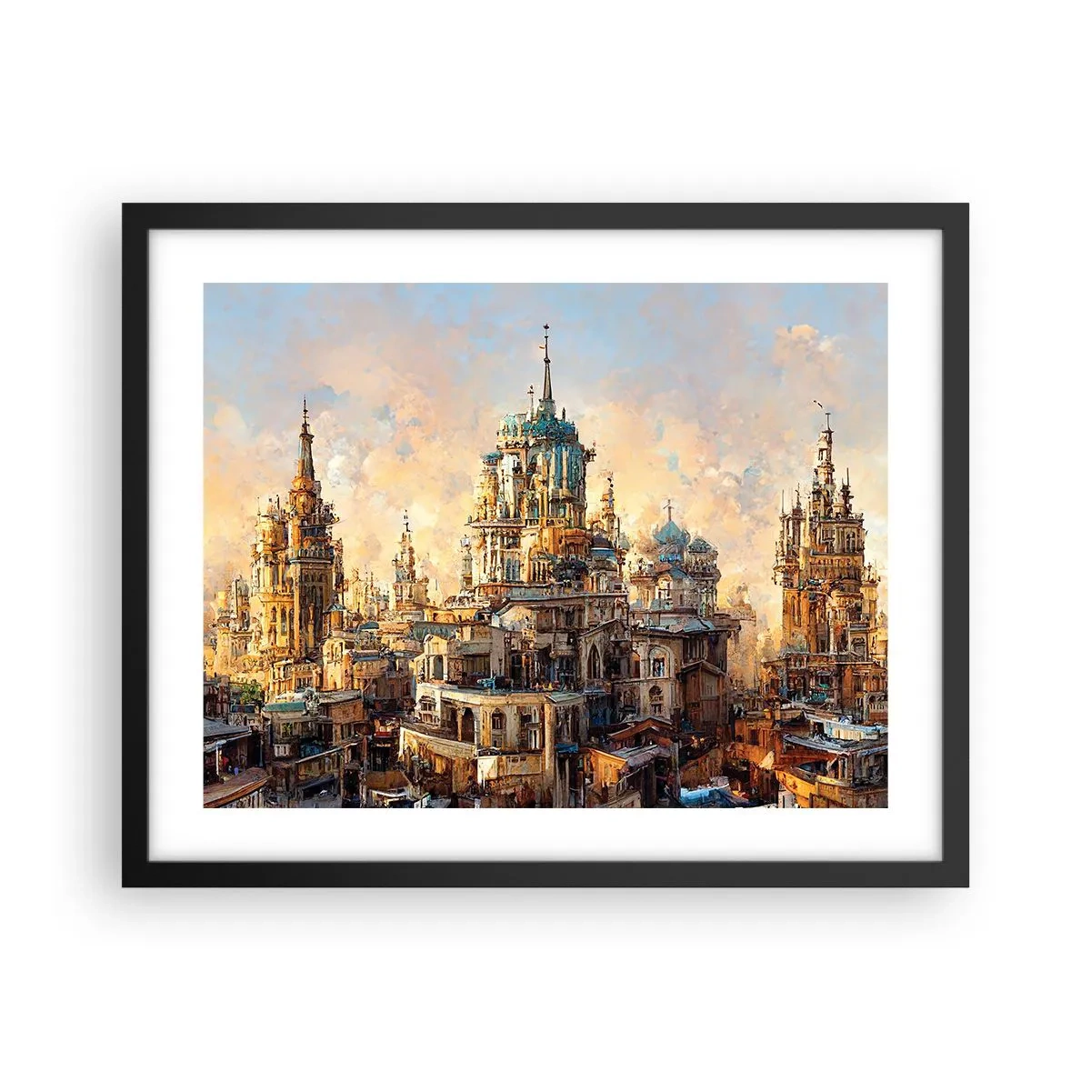 Póster en marco negro - Una ciudad de ciudades - 50x40 cm