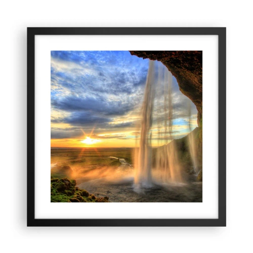 Póster en marco negro - El mundo tras el velo de las gotas - 40x40 cm