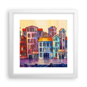 Póster en marco blanco - Una ciudad como un cuento de hadas - 30x30 cm