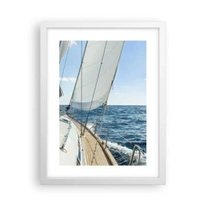 Póster en marco blanco - Ahoy, a la aventura - 30x40 cm
