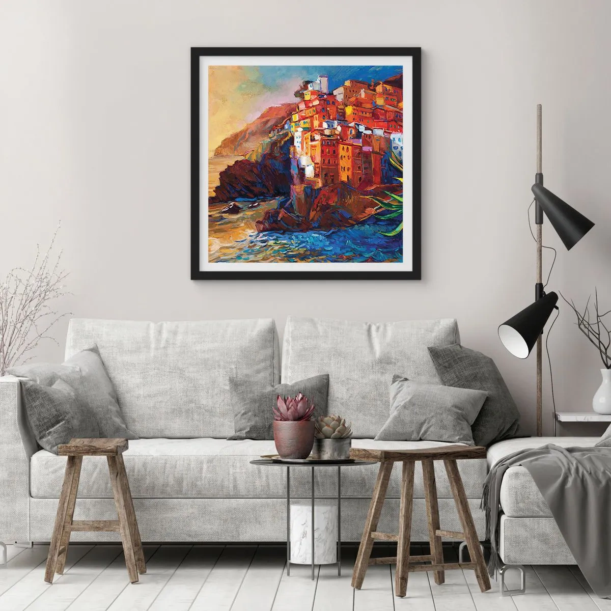 Póster en marco negro - Ambiente italiano - 40x40 cm