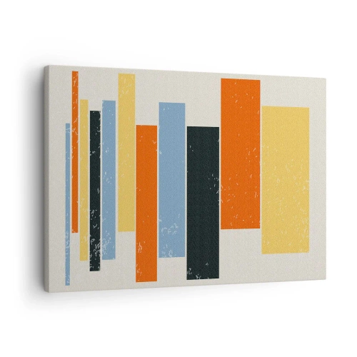 Cuadro sobre lienzo - Impresión de Imagen - Rectángulos coloridos en un arreglo moderno. - 70x50cm - Barras multicolor - Decoración de pared moderna para salón y dormitorio ARTTOR