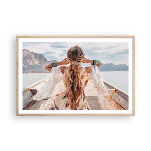 Póster en marco roble claro - Rumbo a la felicidad - 91x61 cm