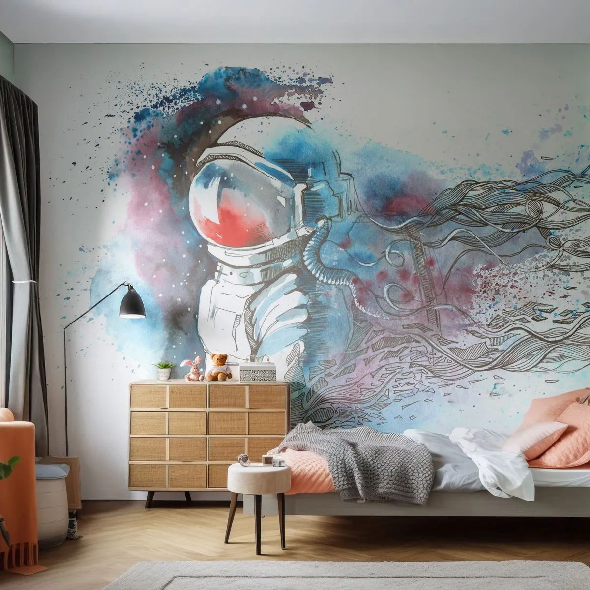 Fotomural Standard Eco - A solas con el cosmos - Astronauta, Cosmonauta, Abstracción - 200x140 cm