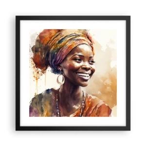 Póster en marco negro - Reina africana - 40x40 cm