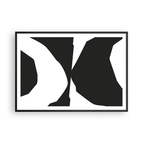 Póster en marco negro - Patrón de contraste abstracto en blanco y negro - 100x70cm - Positivo-negativo - Decoración de pared moderna para salón y dormitorio ARTTOR