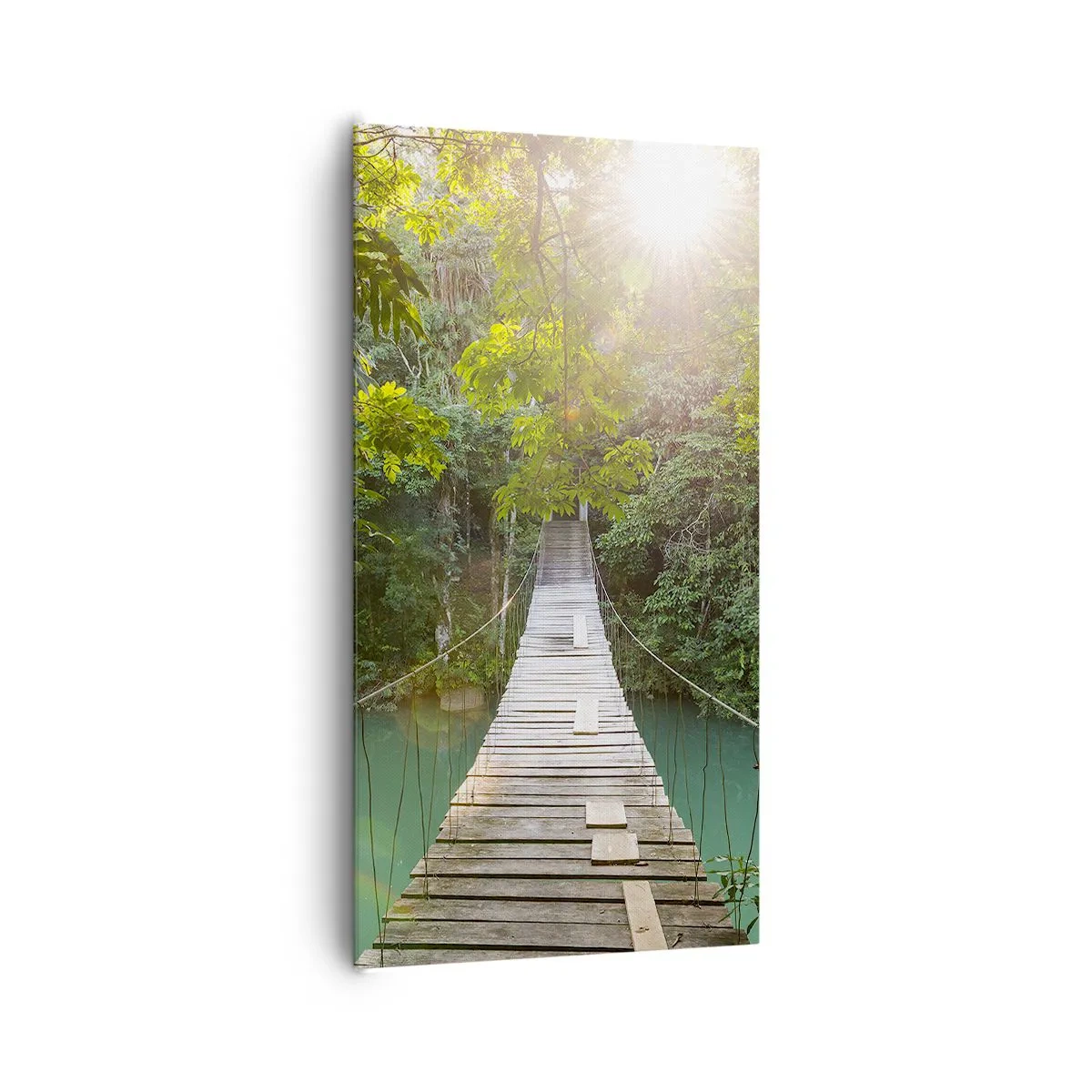 Cuadro sobre lienzo - Impresión de Imagen - Sobre el agua azul hacia el bosque - 65x120 cm