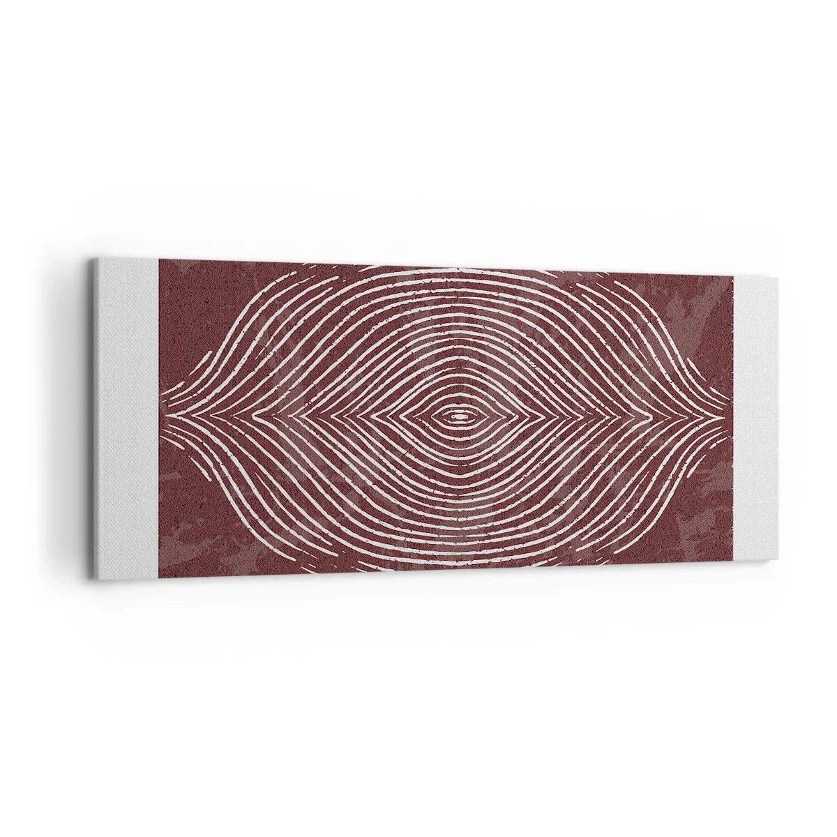 Cuadro sobre lienzo - Impresión de Imagen - Ondas simétricas en líneas blancas sobre un fondo marrón - 120x50cm - El espacio habla - Decoración de pared moderna para salón y dormitorio ARTTOR