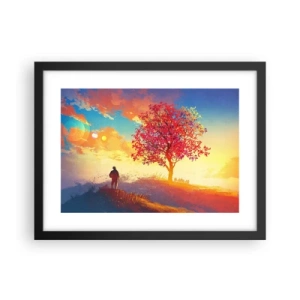 Póster en marco negro - Un peregrino en su destino - 40x30 cm