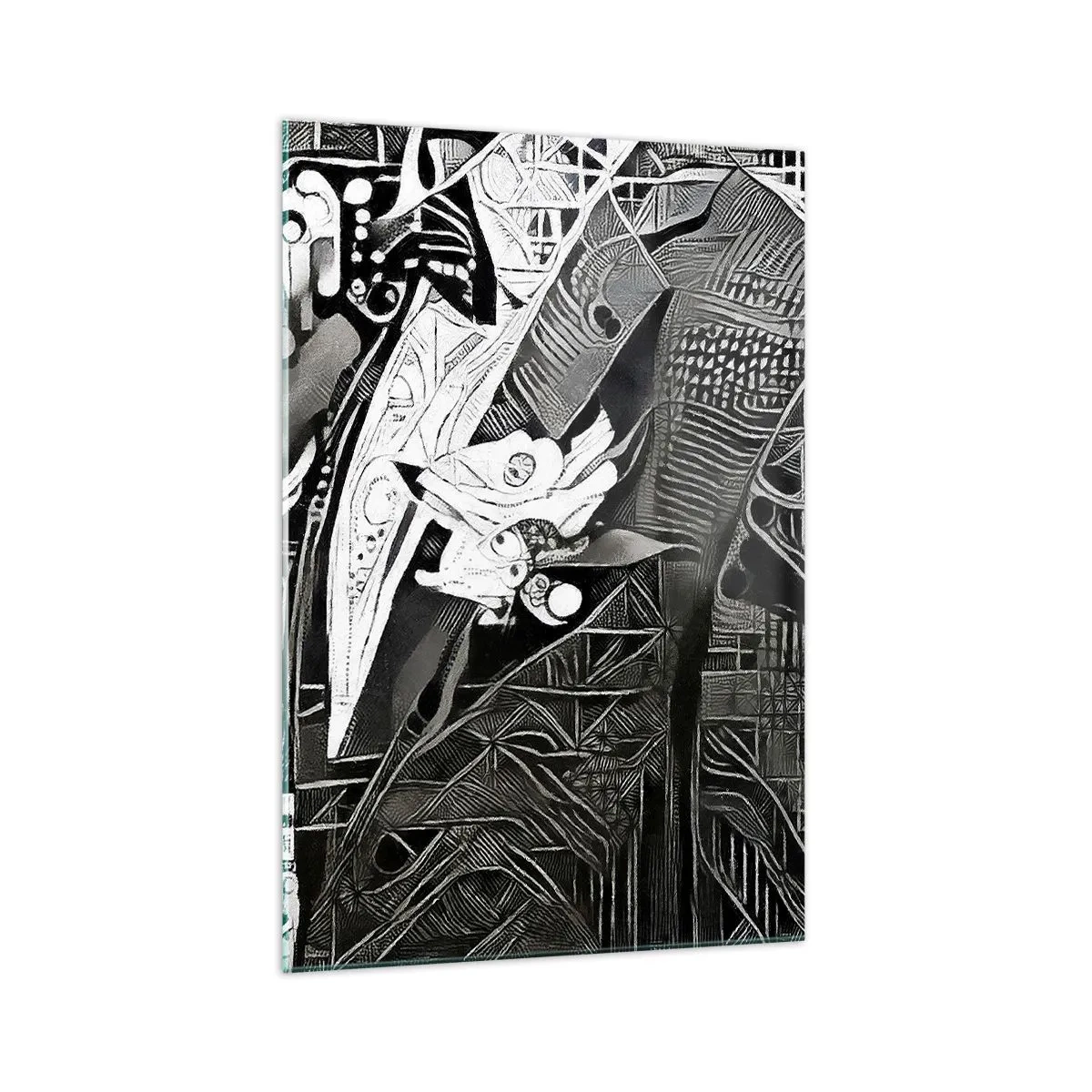 Cuadro sobre vidrio - Impresiones sobre Vidrio - Elegante abstracción de un hombre con traje en blanco y negro. - 70x100cm - Solo un hombre aparentemente gris - Decoración de pared moderna para salón y dormitorio ARTTOR