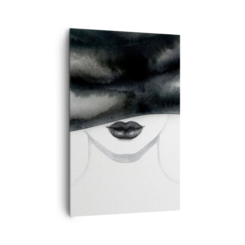 Cuadro sobre lienzo - Impresión de Imagen - Un retrato sutil de una mujer con el rostro cubierto en un estilo monocromático. - 80x120cm - Un misterio sensual - Decoración de pared moderna para salón y dormitorio ARTTOR