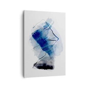 Cuadro sobre lienzo - Impresión de Imagen - Formas abstractas en tonos azules con líneas delicadas. - 70x100cm - Montaña helada - Decoración de pared moderna para salón y dormitorio ARTTOR