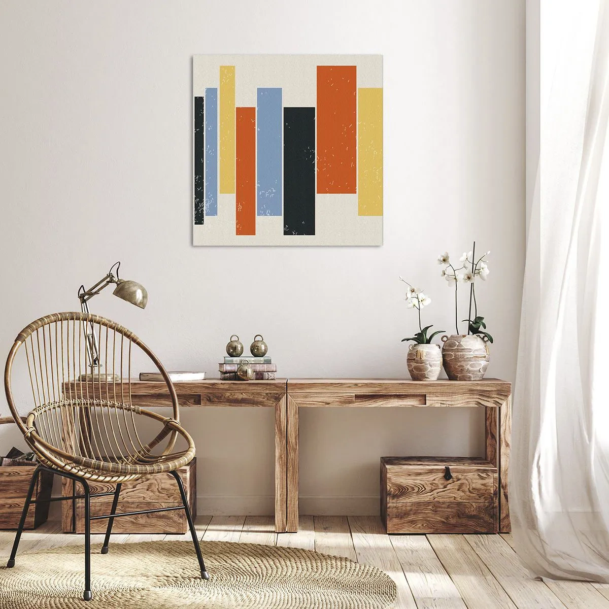 Cuadro sobre lienzo - Impresión de Imagen - Barras multicolor - 50x50 cm