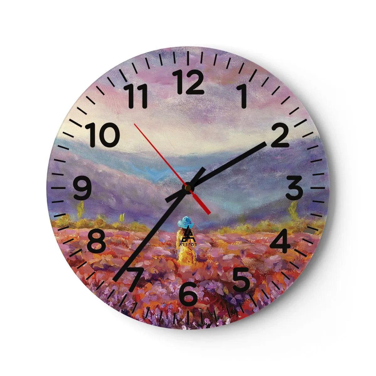 Reloj de pared - Reloj de vidrio - En un mundo de lavanda - 30x30 cm