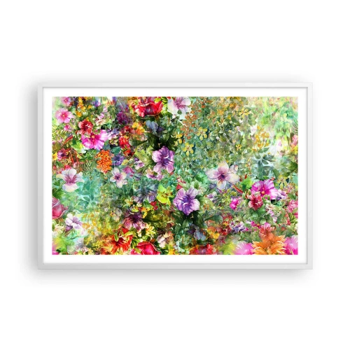 Póster en marco blanco - En flores a la perdición - 91x61 cm