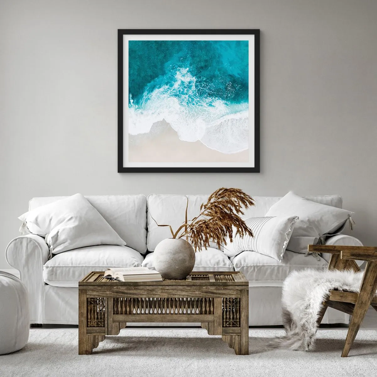 Póster en marco negro - Una caricia natural - 40x40 cm