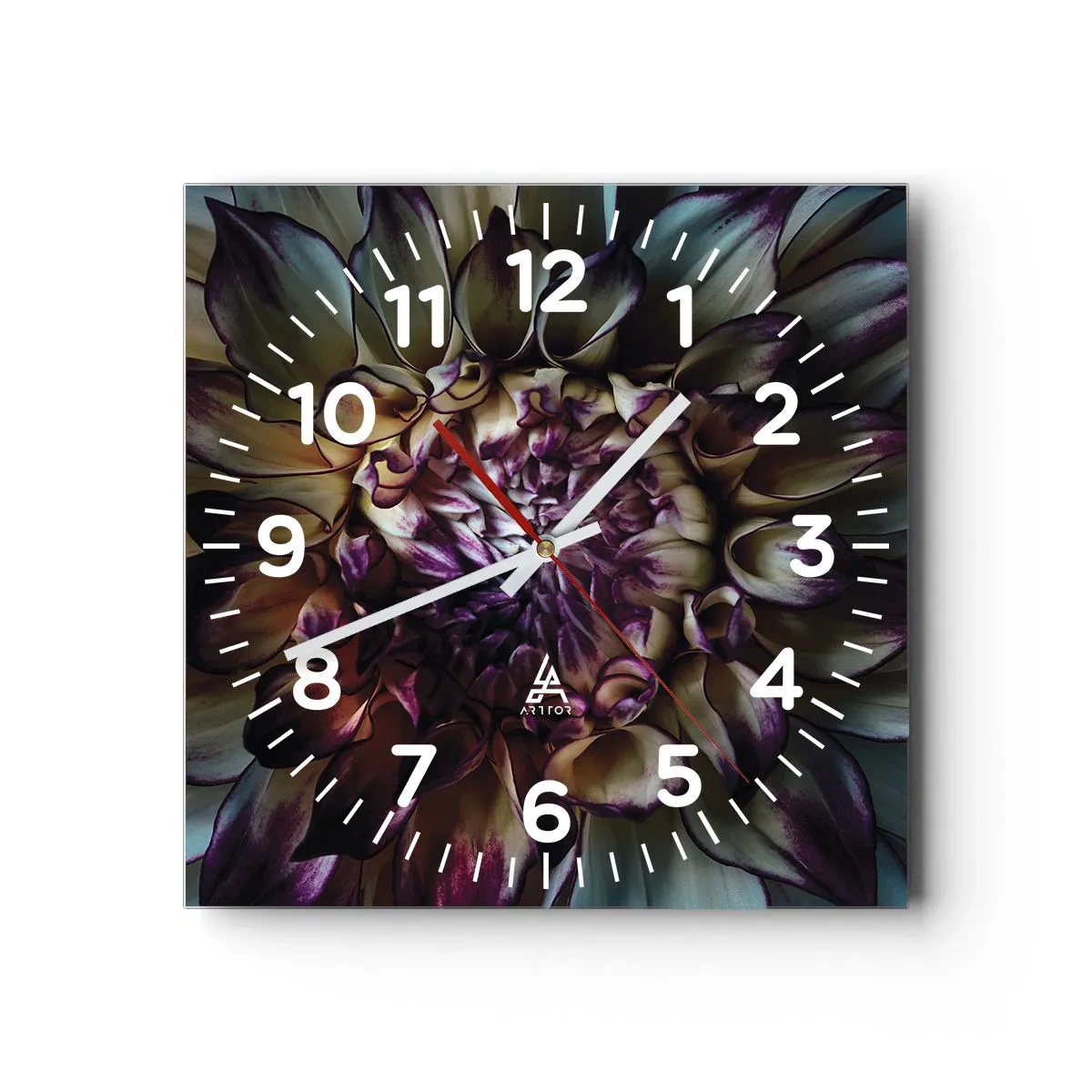 Reloj de pared - Reloj de vidrio - El florecimiento de la hermosura - 40x40 cm