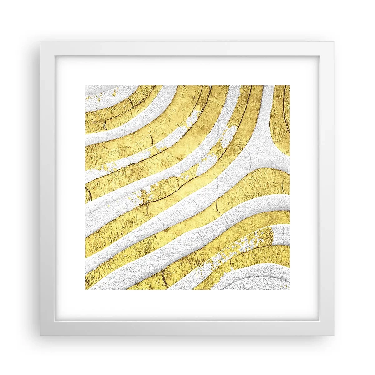 Póster en marco blanco - Una composición en blanco y oro - 30x30 cm