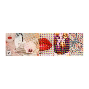 Muestra de fotomural autoadhesivo Deluxe Sticker - Heroína de cómic - Abstracción, cara de mujer, Pedazo - 100x30 cm