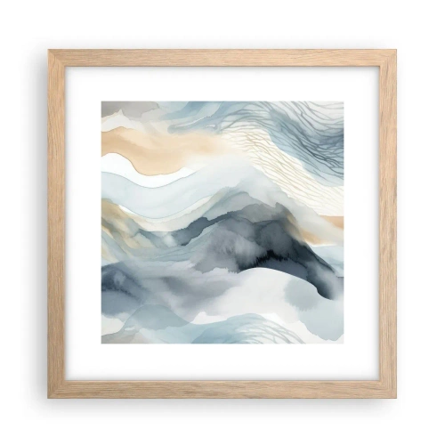 Póster en marco roble claro - Abstracción de nieve y niebla - 30x30 cm